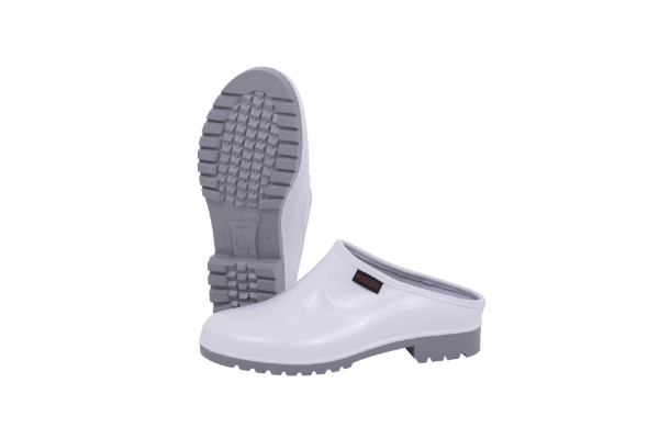 Picture of Neptun Marina Slip on Clog Womens Oil and Acid Resistant Sole White/Grey