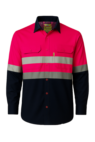Picture of TITAN Navy & Pink 2 Tone Reflective Vented Shaft Shirt