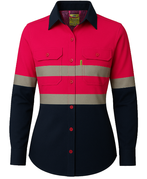 Picture of TITAN Navy & Pink 2 Tone Reflective Vented Shaft Shirt