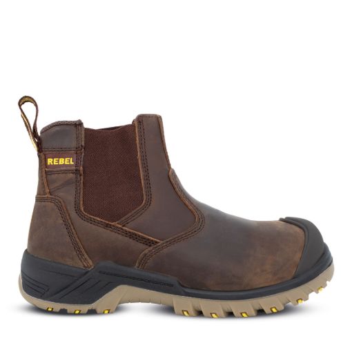 Picture of Rebel Crazy Horse Chelsea Safety Boot - Brown